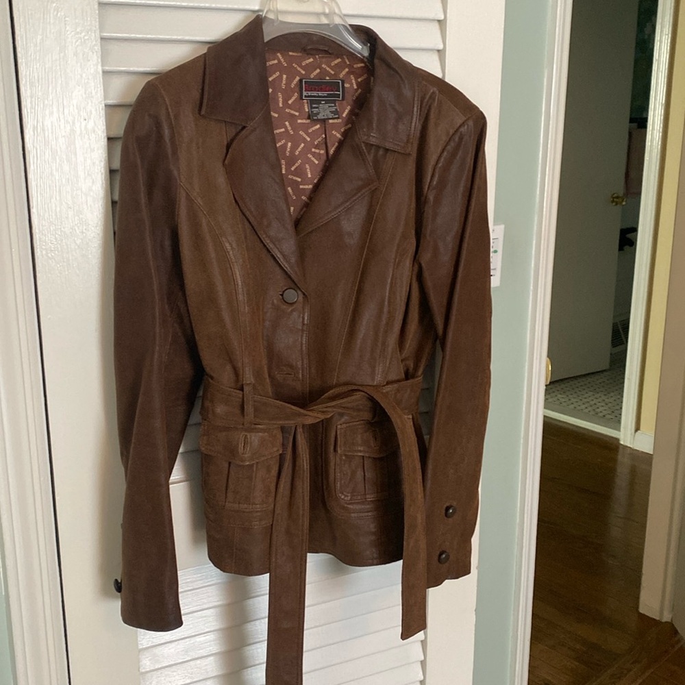 Distressed leather jacket M